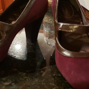 Giani Bernini wine suede 3" heel Mary Jane's